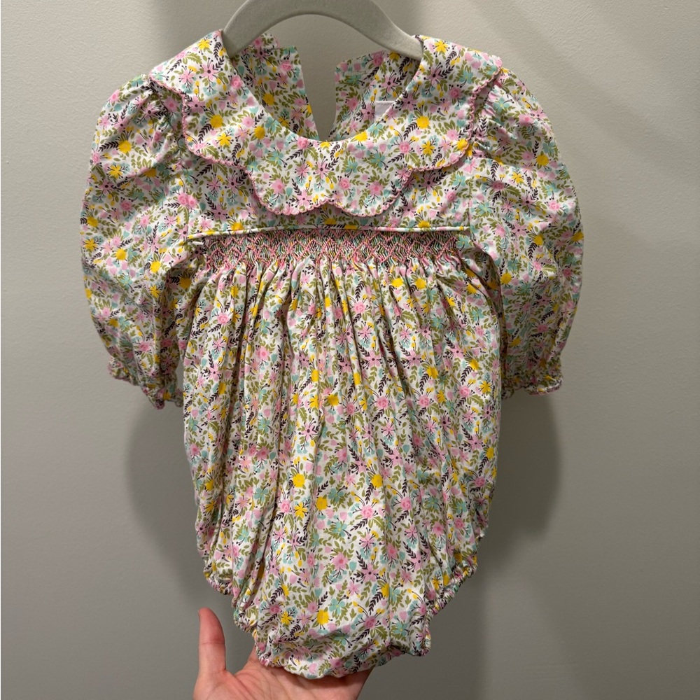 Smocked floral 18M bubble long sleeve